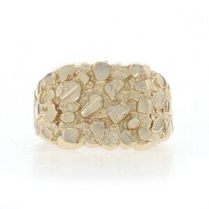 Yellow Gold Nugget Men's Ring - 10k Textured